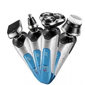 WGWJ Rasoir Rechargeable imperméable, Rasoir Rotatif sans Fil 4 en 1 pour Hommes Charge Rapide Rasoir Rasage Humide pour Chev