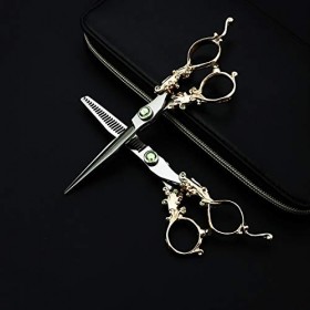 Kit de ciseaux de coupe de cheveux 6,0 pouces rétro en acier inoxydable coiffure ciseaux de coupe de cheveux cisailles plates