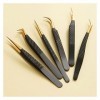 Volume EYELASH tweers professionnel en acier inoxydable sourcils tweers clip personnel courbe bande extensions de cils fourni