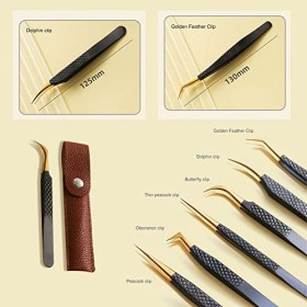 Volume EYELASH tweers professionnel en acier inoxydable sourcils tweers clip personnel courbe bande extensions de cils fourni...