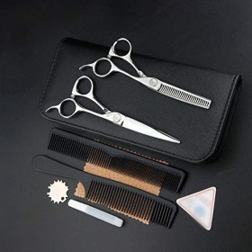 Ensemble de coupe de cheveux professionnel pour coiffeur de 15,2 cm, grand samouraï coupé plat + ciseaux à dents, résistant à...