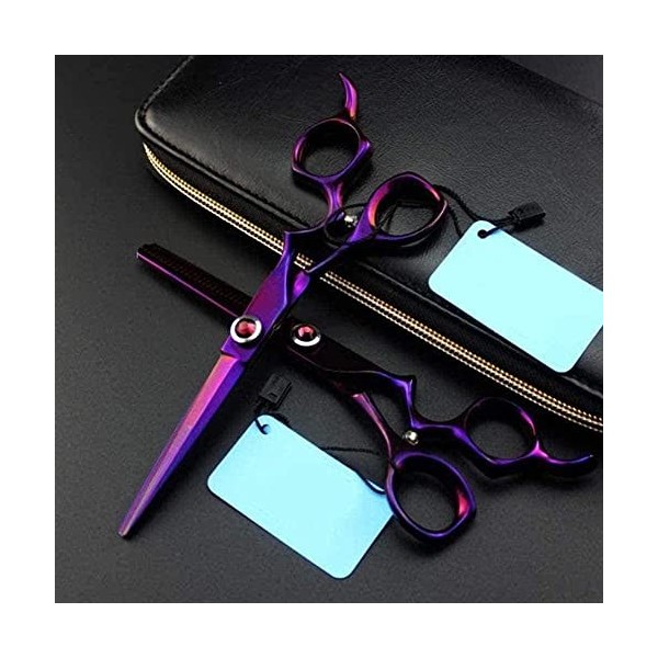 Ciseaux de coiffure professionnels violets, ciseaux colorés pour salon de coiffure, usage domestique ou ensemble en option, e