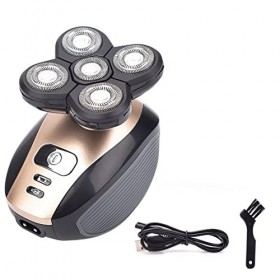 Rasoir électrique pour hommes, rasoir électrique 5 en 1 4D rechargeable pour hommes, rasoir électrique à tête chauve, 5 têtes