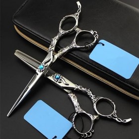 ciseaux de coiffeur Ciseaux de coupe de cheveux, 6 pouces professionnel Japon 440c Ciseaux de cheveux de fleur de soleil coup