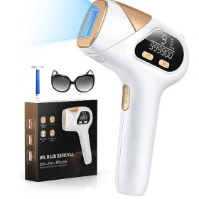 Glattol IPL Hair Removal with 9 Intensity Level, 3 in 1 Laser Hair Removal Device with HR/SC/RA, 999,900 Light Pulses for Fac