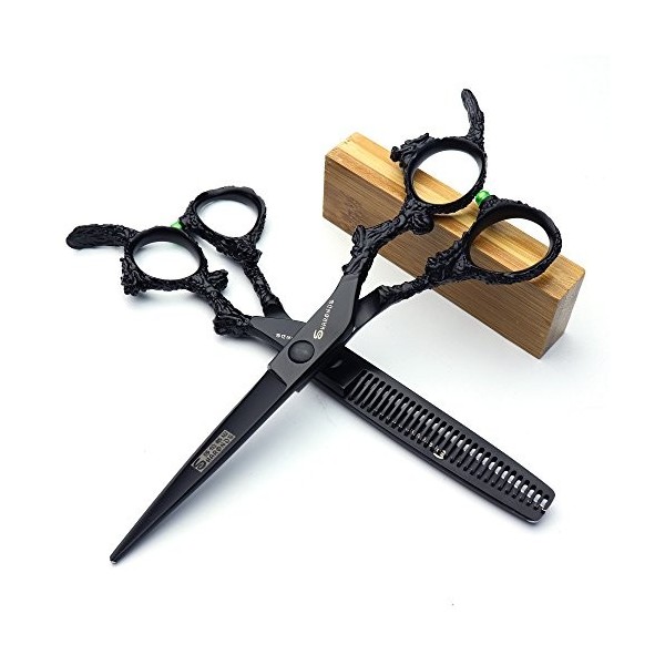 Ciseaux pour Animaux de Compagnie 6 & 34. Salon de Coiffure Dragon Noir Coupe de Cheveux Professionnelle Coupe de Cheveux C