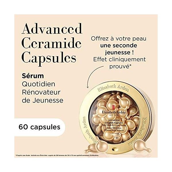 Elizabeth Arden Advanced Ceramide, Sérum Quotidien Rénovateur de Jeunesse 60 Capsules , Triple Effet Anti-Âge, Sérum Visage C...