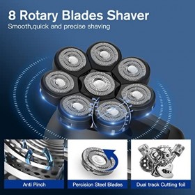 Mr.wintek Rasoirs de tête électriques 8D pour hommes chauves, rasoir de tête 9 en 1 avec écran daffichage à LED, corps étanc