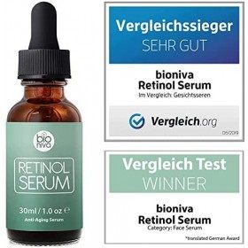 Bioniva Sérum visage Retinol - Système dadministration de rétinol de liposomes, Vitamine C & Acide Hyaluronique végane - ant ...
