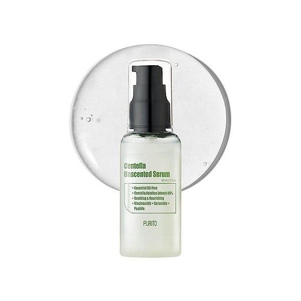 PURITO Centella Sérum non parfumé pour le visage Centella Asiatica Sérum apaisant apaisant 60 ml Crème Jour et Nuit