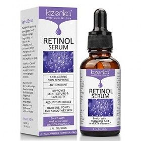 kizenka Retinol Serum with Acide Hyaluronic and Vitamin C, Professional Skincare, Anti Aging Wrinkles Facial Serum, Formulé p