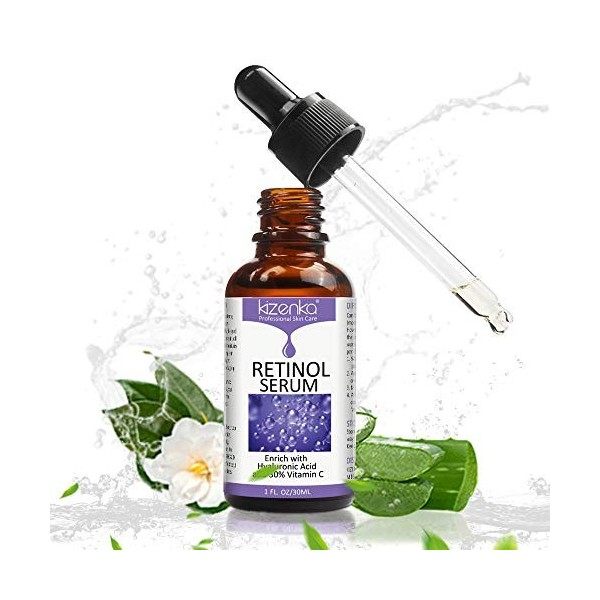 kizenka Retinol Serum with Acide Hyaluronic and Vitamin C, Professional Skincare, Anti Aging Wrinkles Facial Serum, Formulé p...