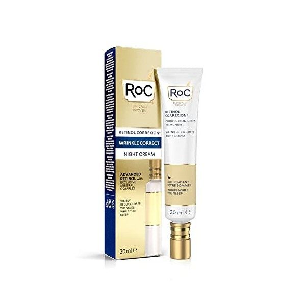 RoC - Retinol Correxion Wrinkle Correct Crème de Nuit - Anti-Rides et Age - Peau Revitalisée - Rétinol et Complexe Minéral Ex