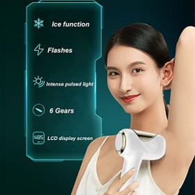 Appareil Dépilation, IPL Appareil Dépilation 6 Vitesses Machine Dépilation Domestique Indolore pour Bras et Jambes 100‑240