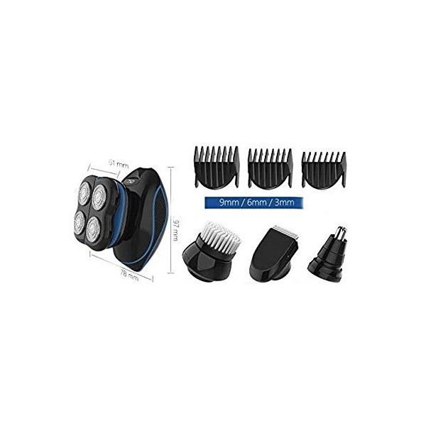 XIXIDIAN Shavers électriques imperméables rechargeables pour hommes, 5D flottant de la tête propre de propreté de la tête pro