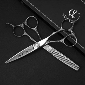 Ciseaux de coupe de cheveux, cisailles de coiffure à bord de rasoir, ciseaux de coupe de cheveux pour coiffeur élégant, cisea...