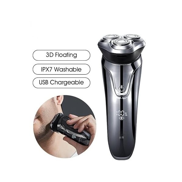 Rasoir électrique pour hommes, rasoir électrique pour hommes, rasoir rechargeable 3D intelligent, rasoir électrique lavable, 