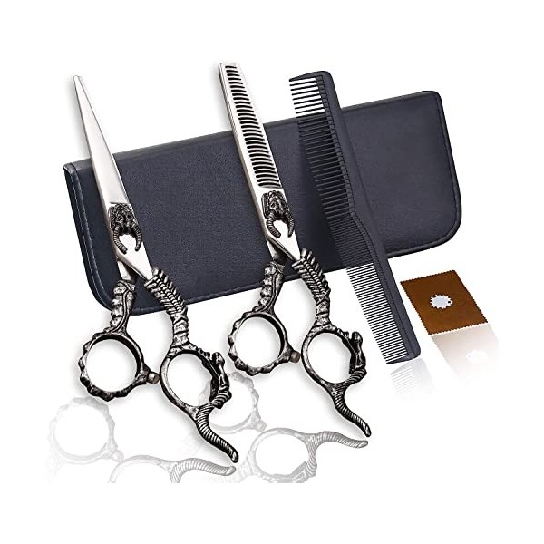 Kit de ciseaux de coupe de cheveux 6,0 pouces argent amincissant la texture ciseaux de coiffure professionnels style de perso