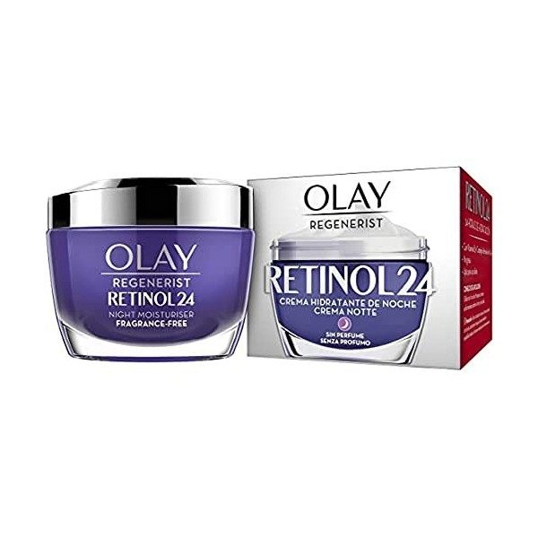 Olay Retinol 24 Crema de noche, Crema facial retinol sin fragancia,Rutina facial nocturna, crema de noche antiedad para una p