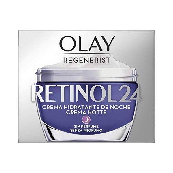 Olay Retinol 24 Crema de noche, Crema facial retinol sin fragancia,Rutina facial nocturna, crema de noche antiedad para una p...