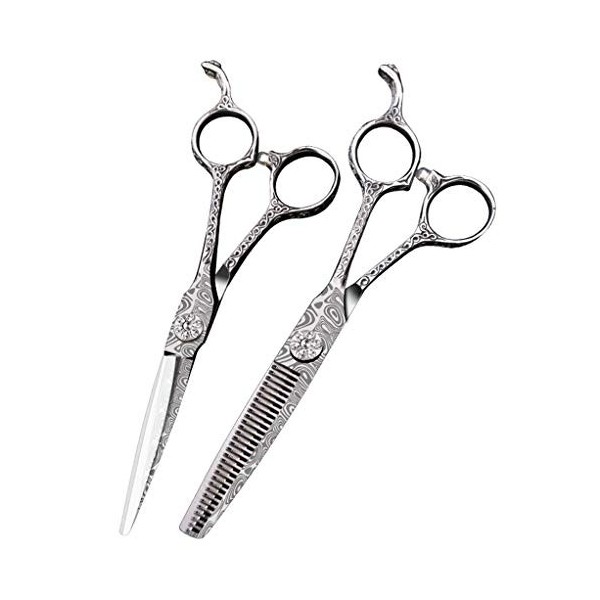 6,0 Pouces Ciseaux De Coiffure Salon De Coiffure Ensemble Confortable Coupe-Dents Durable Ciseaux Plat V Dilution Ciseaux Cou