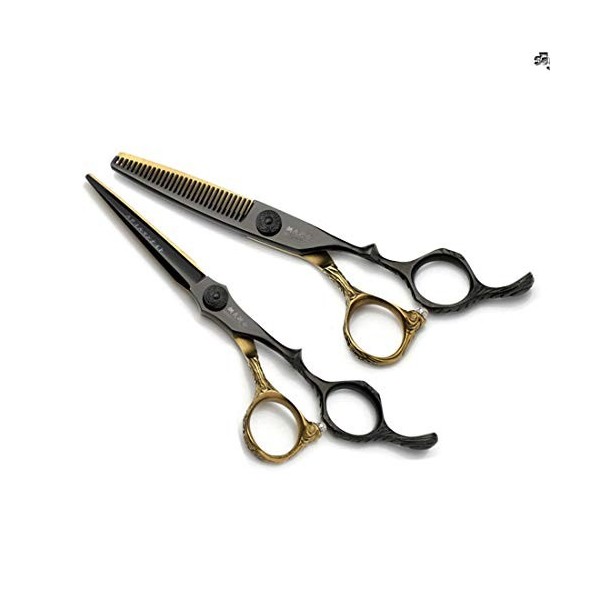 XJST 5 pcs Ciseaux de Coupe des Cheveux Professionnels Ensemble kit de Ciseaux de Coiffure, en Acier Inoxydable Ciseaux, cisa