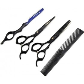 Ensemble combiné de ciseaux de coiffure, ciseaux de barbier professionnels super tranchants, kit mince pour salon de coiffure...