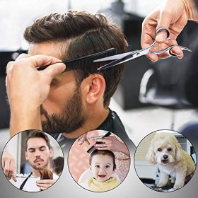 Ciseaux de Coiffeur Ensemble de Ciseaux de Coupe de Cheveux en Acier Inoxydable, Ciseaux de Coiffure Professionnels Barbiers ...