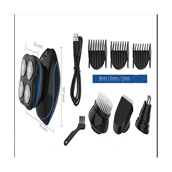 GATASE Rasoir de tête for Hommes, Coupe-Cheveux Humide/sèche 4, Rasoir Rotatif Rechargeable 5d