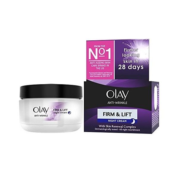 Olay Crème hydratante de nuit anti-rides, raffermissante et lifante, 50 ml Crème Jour et Nuit