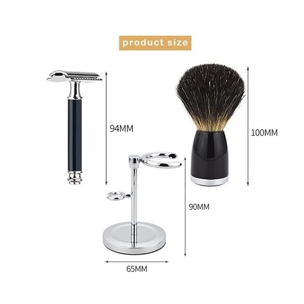 KJYR Portatif Supports de Brosse de Rasoir pour Hommes, Blaireau de sécurité Porte-Blaireau à Double Bord, Ensemble de Suppor