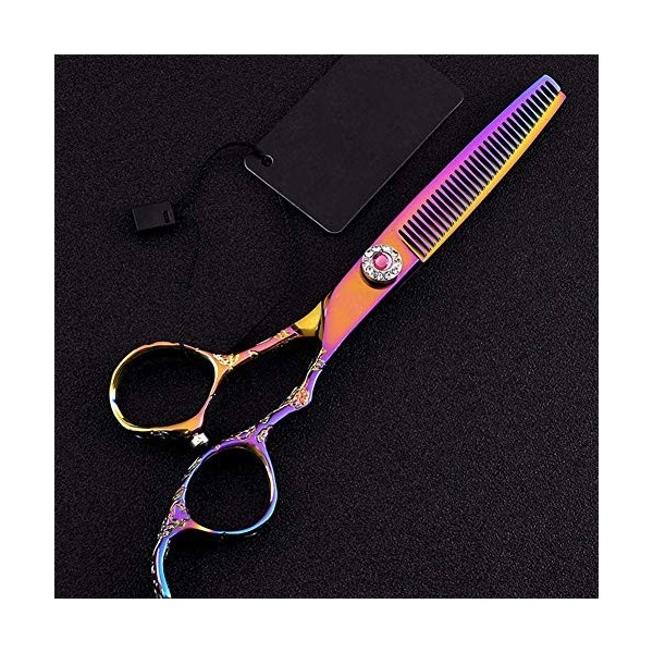 6.0"Japon 440c Ciseaux de Coupe de Coiffeur Violet Dragon Cheveux cisailles avec poignée Maya pour Salon de Coiffure, ToothCu