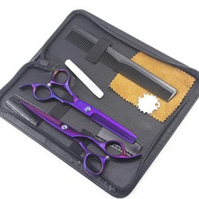Ciseaux de Coupe de Cheveux de barbier Violets avec étui, Ensemble de Ciseaux de Coiffeur Rasage et Épilation