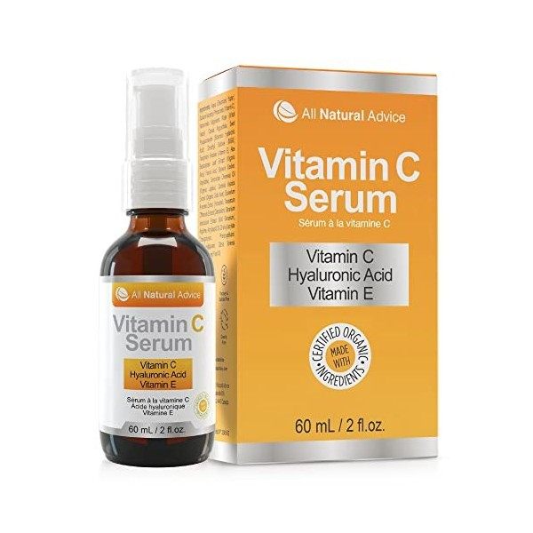 sérum de vitamine C – deux fois la taille bouteille 60ml FABRIQUÉ AU CANADA vitamine C + Acide hyaluronique + Vitamine E-anti...