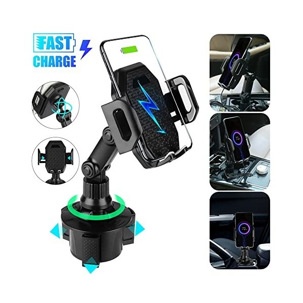 NXYJD Support de Tasse de Voiture Support de Chargeur sans Fil Base de Support Rapide réglable