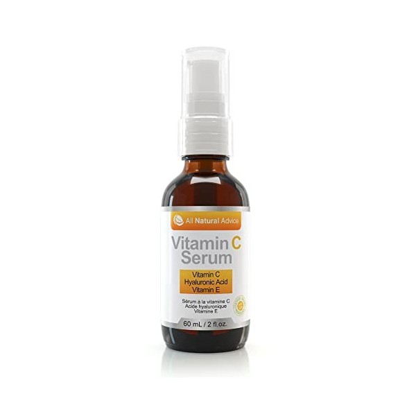 sérum de vitamine C – deux fois la taille bouteille 60ml FABRIQUÉ AU CANADA vitamine C + Acide hyaluronique + Vitamine E-anti...