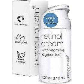 Poppy Austin Retinol, Creme Retinol Pure 100 ml Visage - Retinol Cream Végane à la Vitamine E & Thé Vert - Hydratant Bio pour...