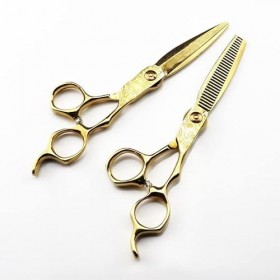 Ciseaux De Coiffeur Ciseaux De Coupe De Cheveux, 6 Pouces Japonais En Acier Inoxydable 440C Or Ensemble De Ciseaux De Cheveux...