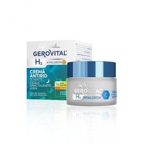 Crème Hydratante Anti-Rides de Nuit à lAcide Hyaluronique, Vitamine C et E, Effet Régénérant et Antioxydant, Gerovital H3 Hy