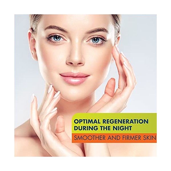 Crème Hydratante Anti-Rides de Nuit à lAcide Hyaluronique, Vitamine C et E, Effet Régénérant et Antioxydant, Gerovital H3 Hy ...