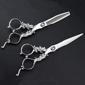 Ciseaux de barbier 6 pouces ciseaux de coiffure haut de gamme ciseaux de coiffure spéciaux ciseaux plats + ensemble de ciseau...