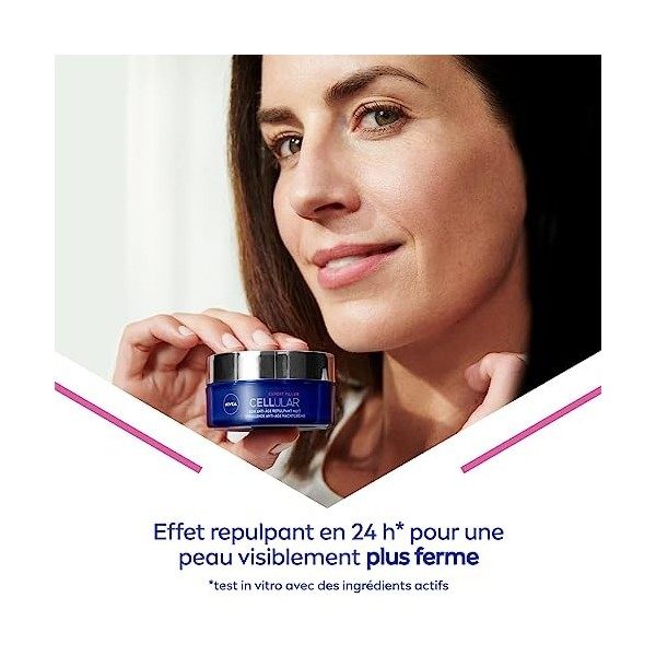 NIVEA Hyaluron Cellular Filler Soin de Nuit +Fermeté 1 x 50 ml , crème anti-âge enrichie en Magnolia et Acide Hyaluronique, ...