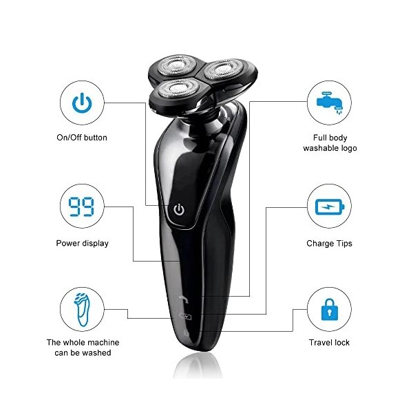 Rasoir électrique 4 en 1 pour homme, tondeuse à barbe électrique 4D rechargeable par USB, tondeuse à cheveux professionnelle 