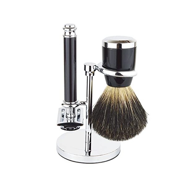 GHQYP Pratique Supports de Brosse de Rasoir pour Hommes, Blaireau de sécurité Porte-Blaireau à Double Bord, Ensemble de Suppo