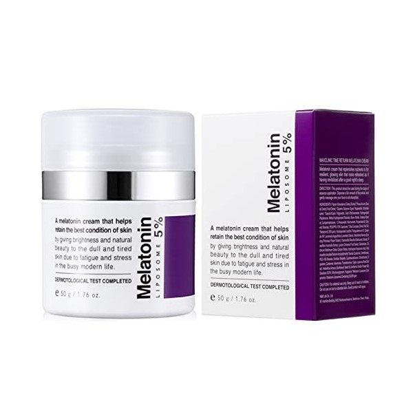 MAXCLINIC Time Return Mélatonine Crème 50g, Crème de Nuit, Crème à lAcide Hyaluronique avec 5% de Liposomes pour le Raffermi ...