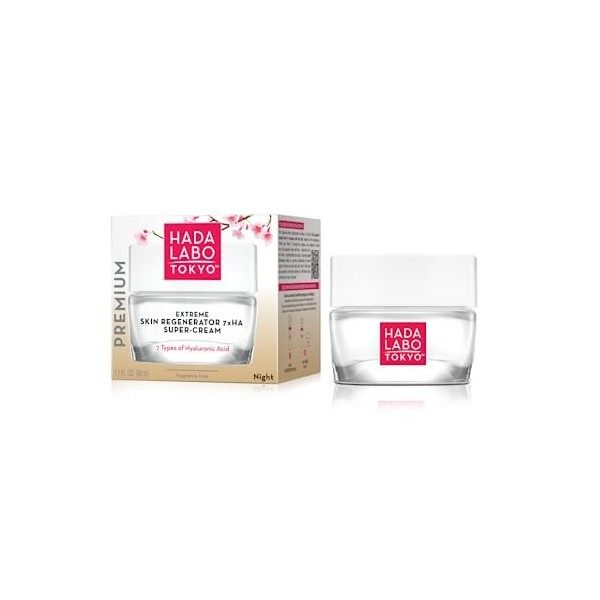 Hada Labo Tokyo Premium Night Cream Anti-âge Hydratant visage à lacide hyaluronique, creme hydratante visage, acide hyaluron