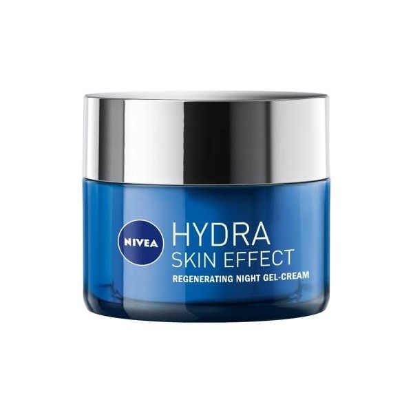 NIVEA Hydra Skin Effect Regeneration Night Gel 50 ml , gel de nuit léger chargé dacide hyaluronique, hydratant visage à bas C...