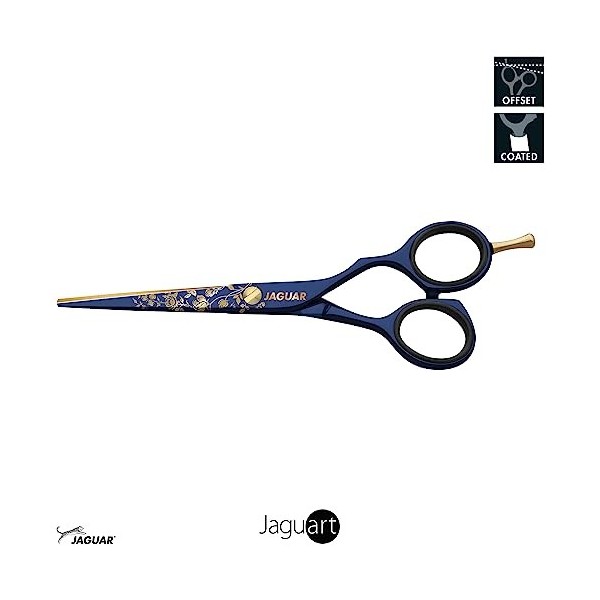 JAGUAR Ciseaux à cheveux JaguART GOLDEN BLOSSOM 5.5" | Ciseaux de coiffeur en design offset | Revêtement high-tech anti-aller