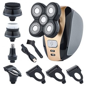 Rasoir électrique pour homme, rasoir électrique 5 en 1 pour homme, rasoir électrique à tête chauve, 5 têtes flottantes, kit d