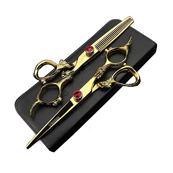 Ciseaux pour Animaux de Compagnie 6 Pouces Ciseaux pour Cheveux Professionnels Japon 440c Gold High Hardness Salon Ciseaux po